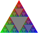 Another fractal triangle in rainbow colors.