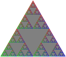 Yet another fractal triangle in rainbow colors.