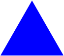 A solid blue triangle with side-length 128.