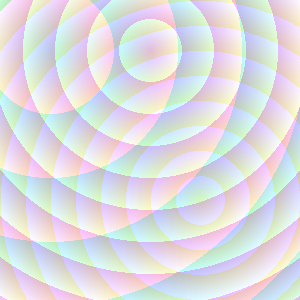 A variety of overlapping colored concentric circles